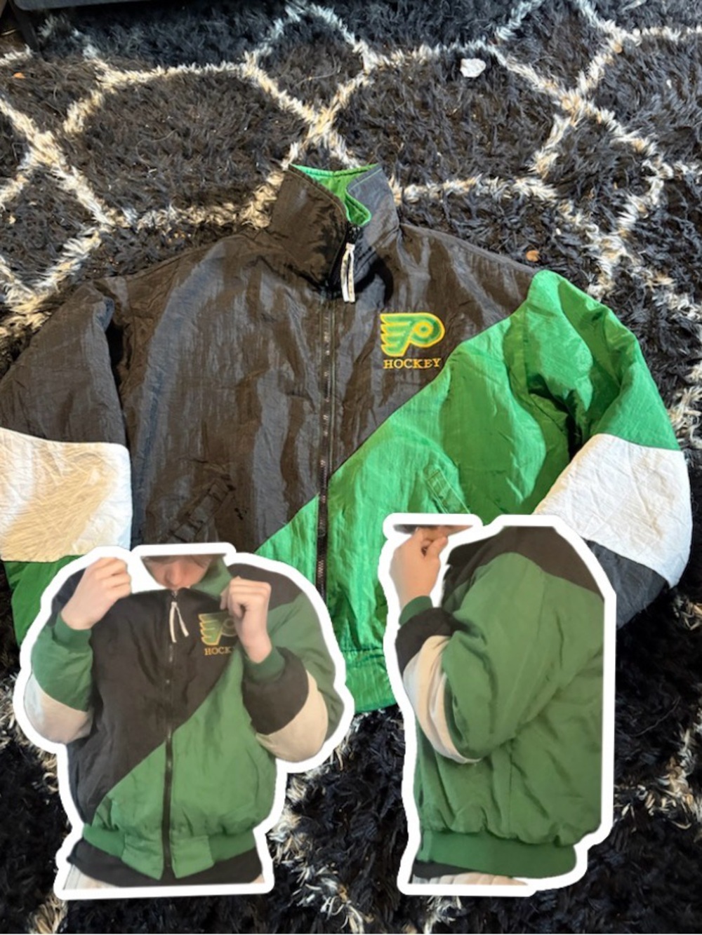 Vintage Green & Black Flyers Hockey Jacket